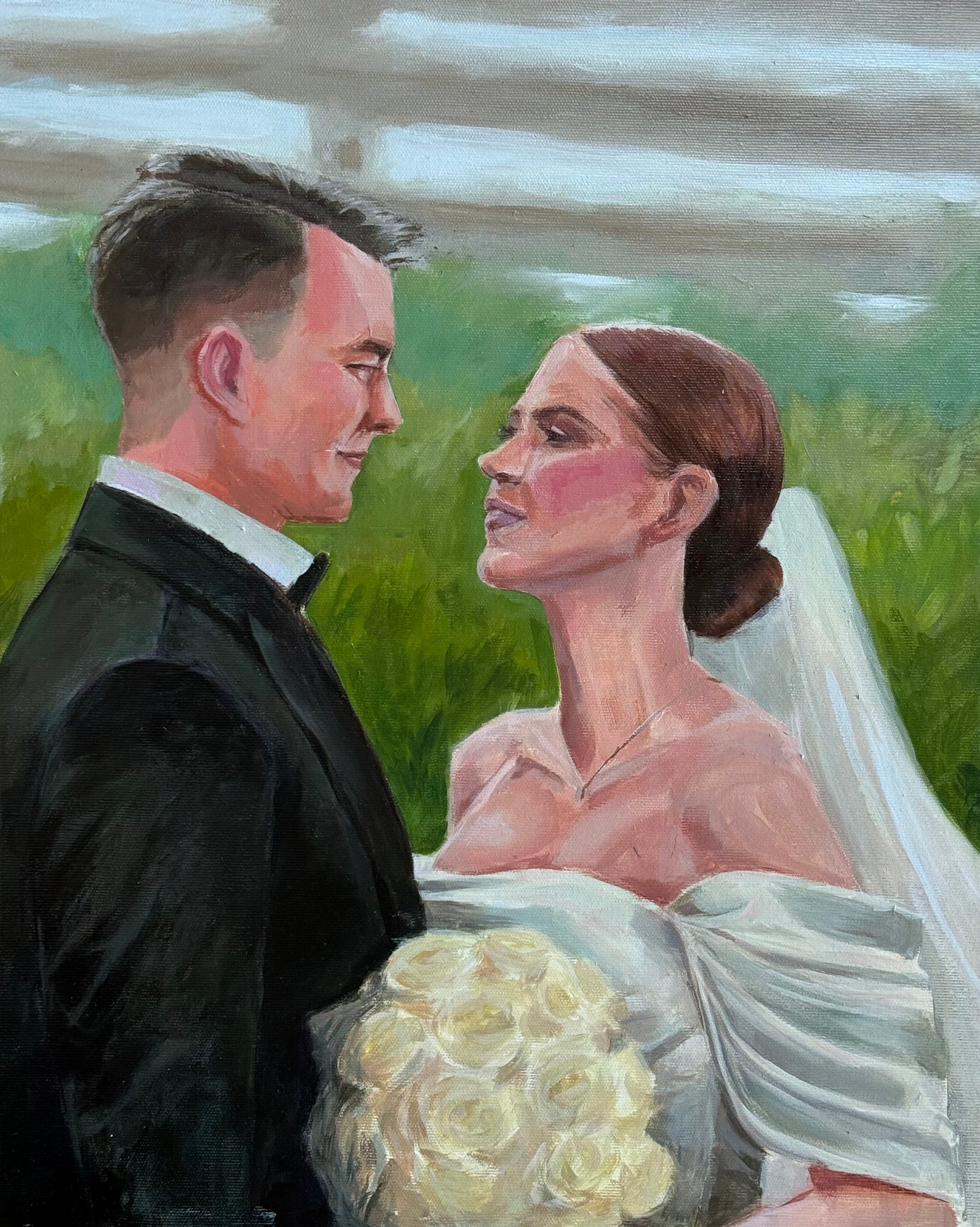 Obraz ślubny - Melania i Albert, portret pary młodej